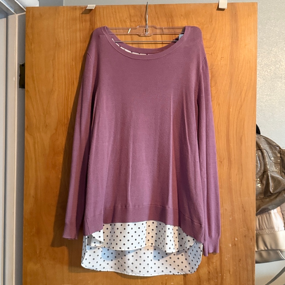 Croft & Barrow Mauve Sweater with Polka Dot Lining